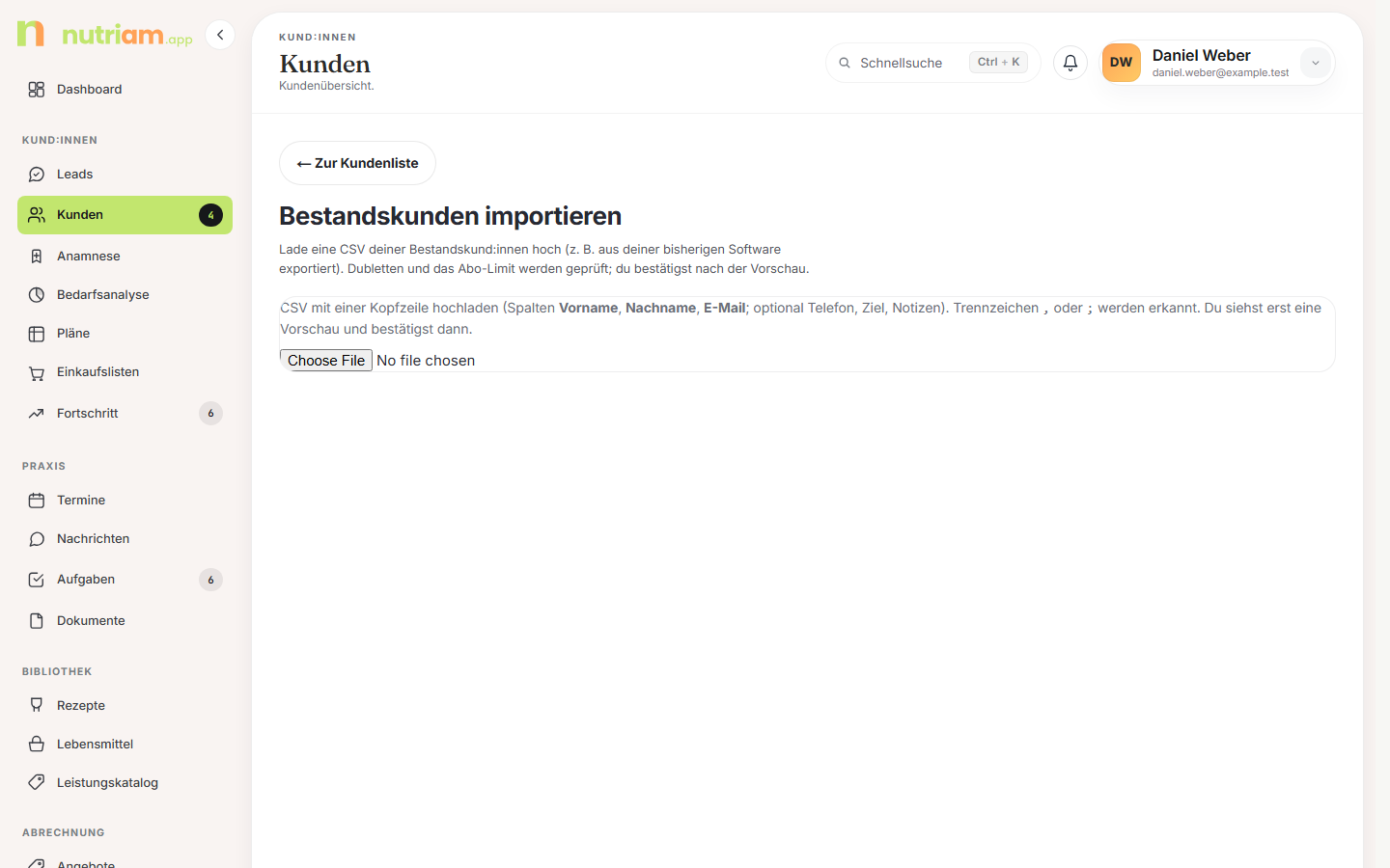 CSV-Import mit Vorschau und Ergebnistabelle
