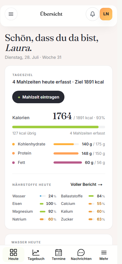 Portal am Handy mit unterer Leiste